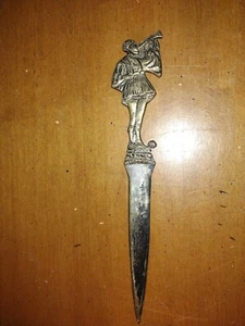Antique Vintage Letter Opener Brass Metal Greek Trumpet man trumpeter  - Picture 1 of 5