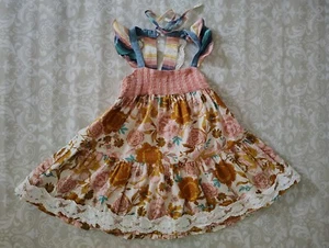 Top túnica Matilda Jane 6 Lets Go Together Sway marrón rosa encaje floral - Imagen 1 de 4