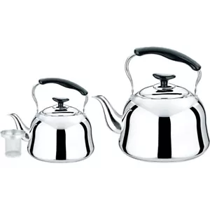 2 pc Kettle Set Stainless Steel Kettle with Infuser Teapot Set 1 qt / 3 qt - Picture 1 of 4