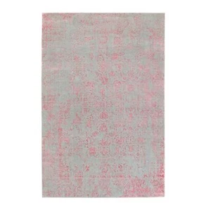 6'x9' Pink Wool and Art Silk Transitional Design Hand Loomed Jacquard Rug R58600 - Picture 1 of 11