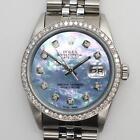 Custom Rolex Datejust 16014 Diamond 1.20cttw Blue Mother Of Pearl Dial Watch