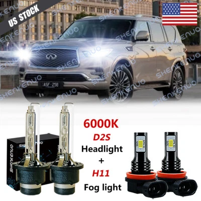 For Infiniti QX60 2014 2015-2017 4X HID LED Headlight Bulbs Hi/Lo+Fog Light Kit - Image 1 of 4