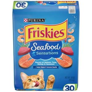 Purina Friskies Seafood Sensations, Indoor Dry Cat Food, Salmon Tuna Shrimp 30Lb - Picture 1 of 4