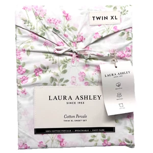 3pc Laura Ashley TWIN XL Sheet Set FAWNA Pink Rosebud Roses Floral Cottage Chic - Picture 1 of 8