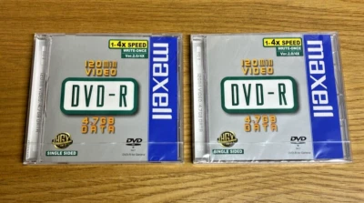 2 x Maxell DVD-R Blank Disc Recordable 4.7GB Data 120min Video Brand New Sealed - Image 1 of 3