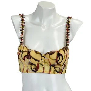 Ravage Bustier Bra 95B NWT RRP $293 Flower Ribbons Embroidery Tulle Yellow Multi - Picture 1 of 6
