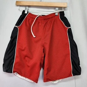 Nike Reversible Basketball Shorts Youth MEDIUM Red Mesh Black Shiny Basketball - Picture 1 of 11