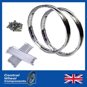 BSA Speichensatz A7 A10 A50 A65 B33 M20 vorne 19" halbe Breite & hinten 19" QD Crinkle - Bild 1 von 5