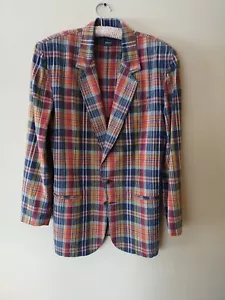 Liz Claiborne Liz Wear Linen Cotton Madras Blazer Jacket - Size 12 - Vintage - Picture 1 of 4