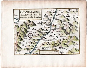 1634 Nicolas Tassin Map Montmelian, Fort Barraux, Chambery, Miolans, France - Picture 1 of 1