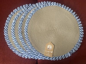 Dolly Parton Blue Stripe Ruffle Round Placemats Set of 4 NWT - Picture 1 of 5