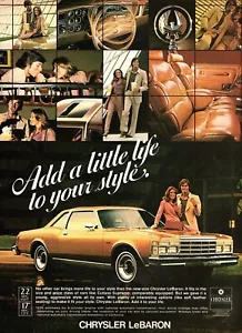 vtg 70s CHRYSLER LEBARON MAGAZINE PRINT AD Auto 1978 Car Leather Seat Pinup Page - Picture 1 of 1