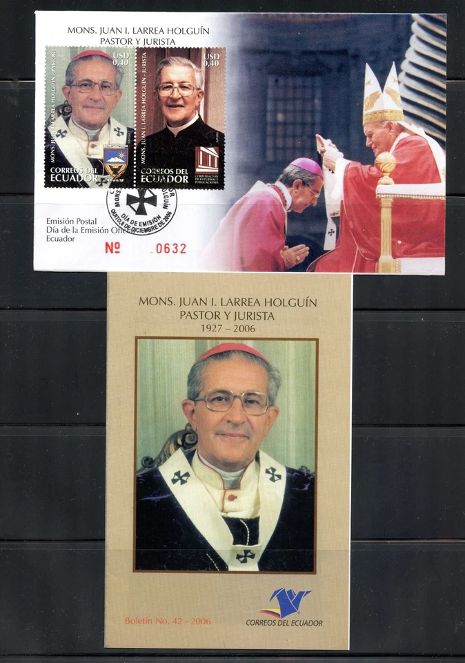 K740  Ecuador  2006  Mons.  Holguin   FDC & postal booklet   - Image 1 of 1