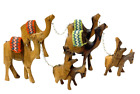 Vintage Hand Carved Wooden Camels Train w/Donkey Olive Wood Bethlehem Nativity