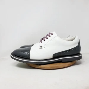 G/Fore Gallivanter Cap Toe Golf Shoes Mens 12.5 White Grey Leather Lace Up Retro - Picture 1 of 15