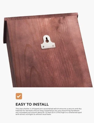 Kit de caja de refugio para casa de murciélagos para exteriores doble cámara madera de cedro natural oscuro Foto 1 de 4