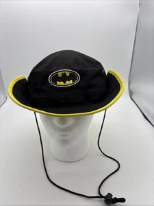 DC Comics Batman Fishing Camping Bucket Hat Yellow & Black Drawstring - Picture 1 of 12