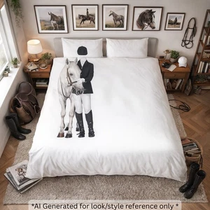 Snurk Equestrian Horse Rider Illusion King Sz Quilt Cover Set 220x260 XLOverhang - Picture 1 of 22