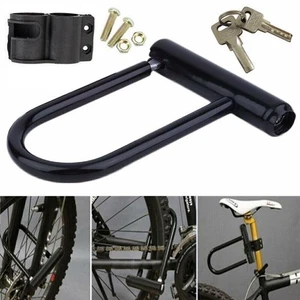 HOT Heavy Duty Bicycle U-lock Steel Bike Lock Anti Theft w/ 2 keys Black Lock ✨ - Picture 1 of 9