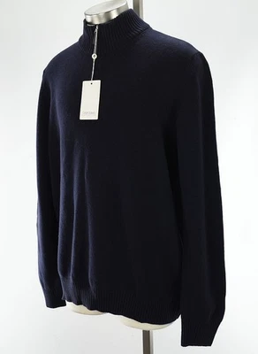 GRAN SASSO Men Navy Blue 1/4 Zip Wool Cashmere Pullover Sweater 58 XXL Italy NWT - Image 1 of 2
