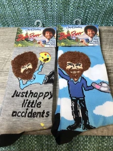 Crew-Herrensocken Bob Ross Joy Of Painting Druck Größe 8-12 2 Paar NEU - Bild 1 von 7
