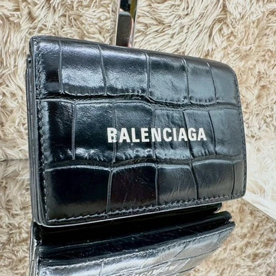 Balenciaga 三折钱包日常银色五金黑色正品 — 第 1/4 张图片