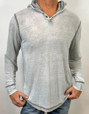 mens - LUCKY BRAND shirt - M - VENICE BURNOUT - HOOD - HENLEY - GARMENT DYE - Image 1 of 2