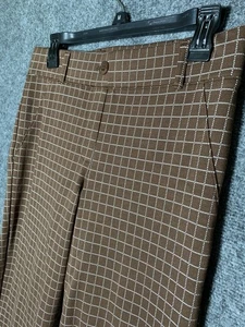 Pantalones de vestir Betabrand para mujer medianos marrón pierna recta ventana rejilla oficina - Imagen 1 de 13