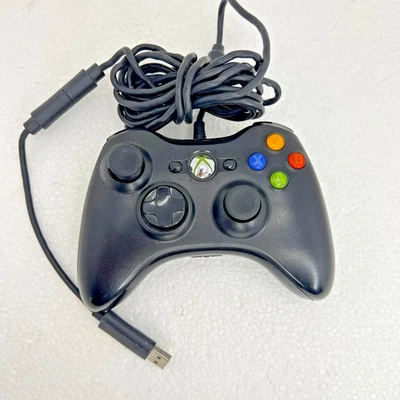 Controller Xbox 360 Originale con Cavo Joystick Nero Joypad Microsoft Gamepad - Immagine 1 di 4