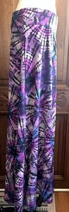 Tie Dye Purple Blue Maxi Long Skirt A-Line Medium - Picture 1 of 9