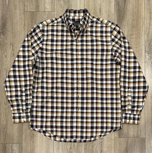 JOS. A. BANK Camicia sartoriale uomo con bottoni manica lunga a quadri marrone medio blu - Foto 1 di 9