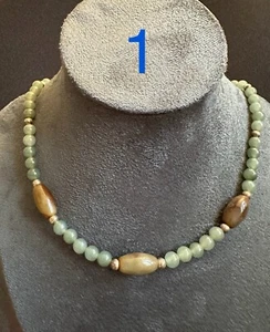 Natural Burmese Translucent Jadeite Jade Beaded Choker Necklace with 925silver - Picture 1 of 5