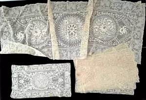 6 tovagliette e corridore vintage antiche fatte a mano in pizzo Normandia YY892 - Foto 1 di 10