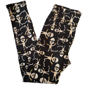 LuLaRoe Leggings OS one size vintage MUMMIES on black RARE Halloween unicorn - Picture 1 of 2