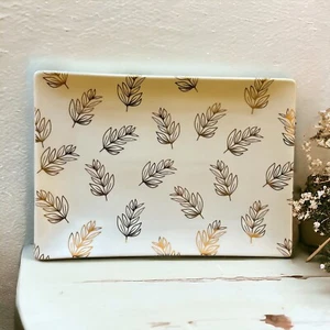 Fitz & Floyd Everyday White With Gold Leaves Tray - Picture 1 of 2