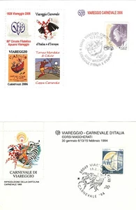 Italia CARNEVALE VIAREGGIO 4 FOGLIETTI ERINNOFILI CON ANNULLI - Foto 1 di 2
