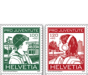Swiss - Pro Juventute – Constant change (2 stamps) - Picture 1 of 2