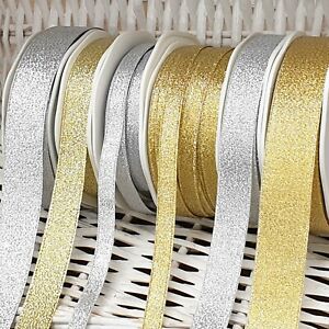 GLITTER GOLD/SILVER Ribbon Small-Large Craft Gift Wrap Wedding Cake Edge Per 1M
