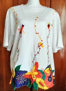 Vintage 80's Maurada 100% Cotton Colorful Short Sleeve Shirt Sz 2X Plus Size - Picture 1 of 6