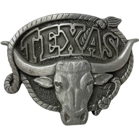 VTG Great American Buckle Co Texas Longhorn Cowboy Robe Belt Buckle Western Cover