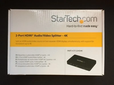 NEW StarTech.com 2-Port HDMI Audio / Video Splitter - 4K  NEW IN BOX - Image 1 of 2