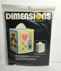 Vintage Dimensions Plastic Canvas Patchwork Baby Tissue Box Kit #2506 SEALED - Picture 1 of 5