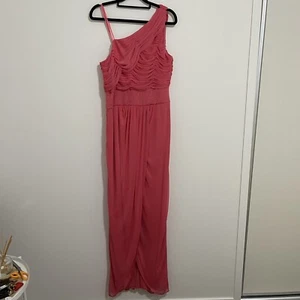 Adrianna Papell Sz 12 One Shoulder Draped Evening Gown Lined Beaded Waist Maxi - Picture 1 of 15