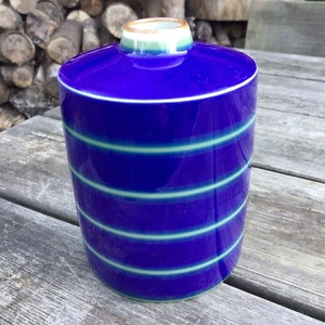 Vintage Eystein Sandnes Porsgrund Norway Saga Blue Striped Porcelain Vase 5.75” - Picture 1 of 8