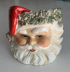 Relpo Santa Claus Face Vase Planter Spaghetti Trim 5 inch 1950s A916 - Picture 1 of 6