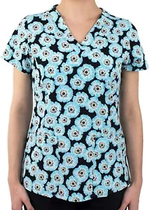 Maevn Women’s Print Scrub Top 1767 BLD V-Neck Scrub Top Sizes S and M - Picture 1 of 2