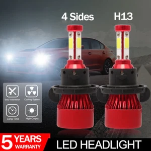 4-Sides H13 9008 LED Headlight Bulb for Ford F-150 2004-2014 High Low Beam 6000K - Picture 1 of 12