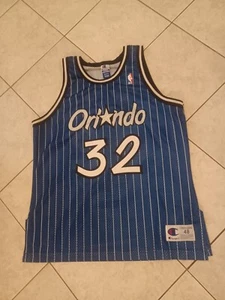 90sChampion Authentic Orlando Magic SHAQUILLE O'NEAL SHAQ Blue Jersey VTG Sz 48 - Picture 1 of 5