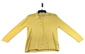 Jones Wear Sport Blouse Womens Size Medium Yellow Long Sleeve 100% Cotton - Picture 1 of 6