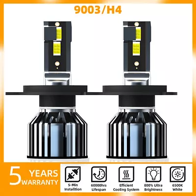 H4/9003 LED Headlight Bulbs Kit High/Low Beam Super Bright 6000K Cold White - Image 1 of 4
